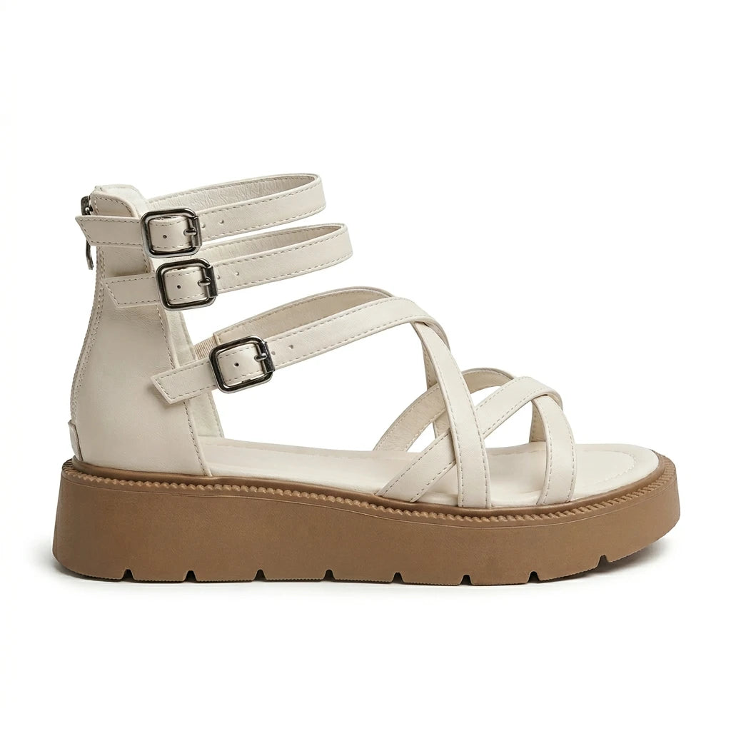 sandale compensée blanche mariage - Variation 1