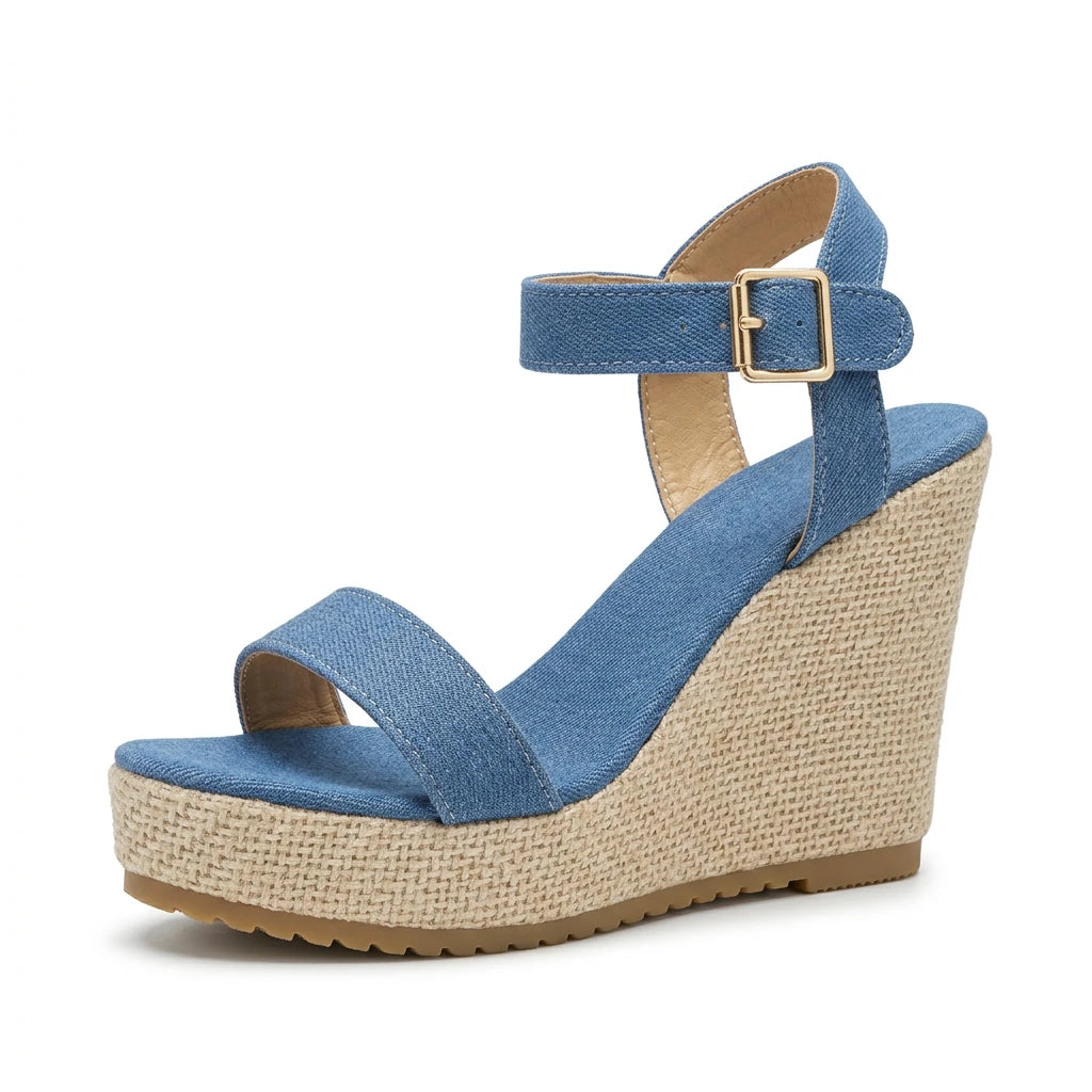 sandales compensées bleu jean - Variation 1