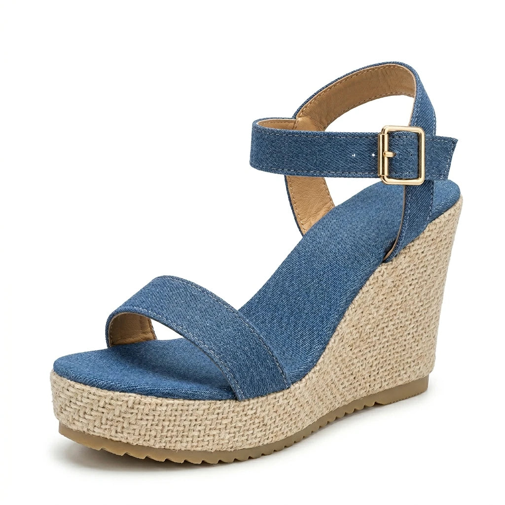 sandales compensées bleu jean - Variation 2