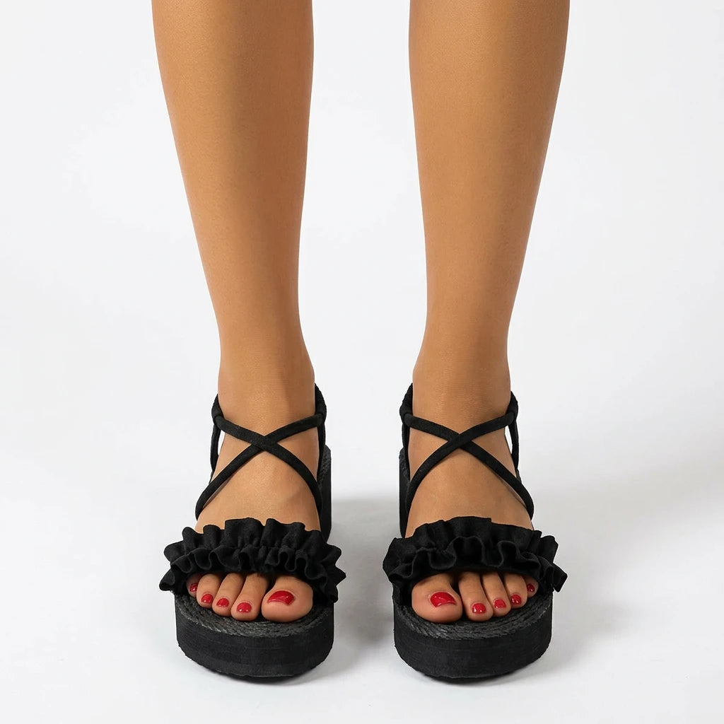 compensées noires sandales - Variation 3