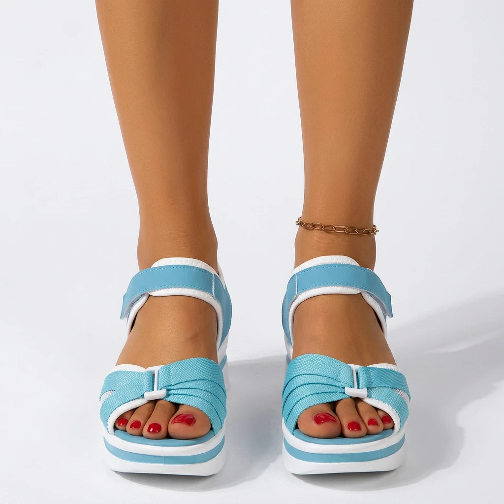 sandales compensées turquoise - Variation 3