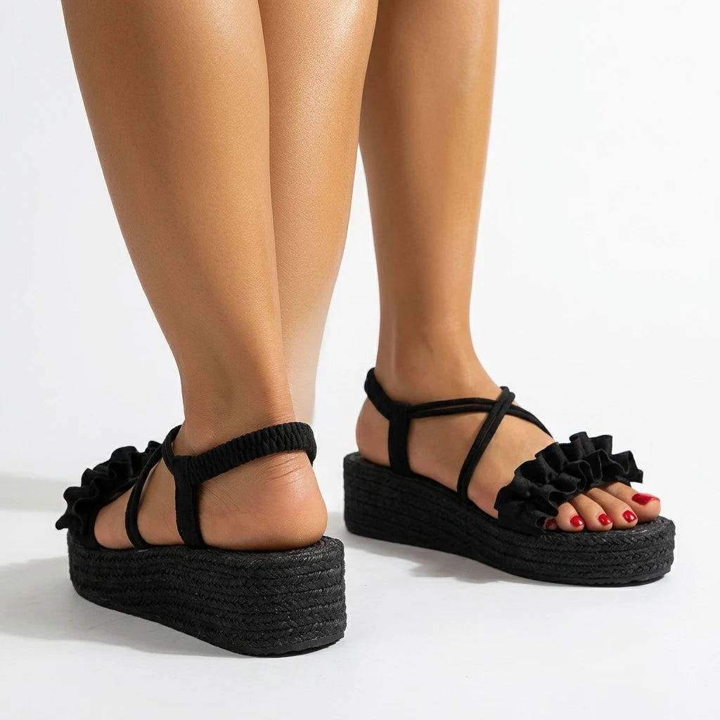 compensées noires sandales - Variation 4